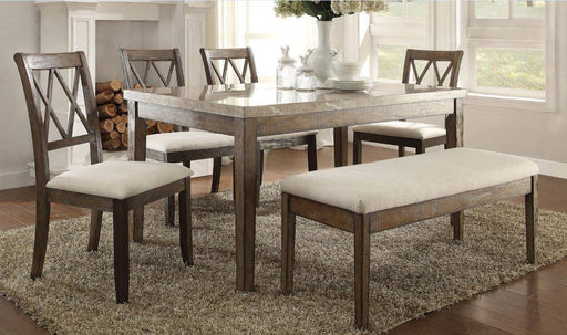 Acme Furniture - Claudia Dining Table, White Marble & Salvage Brown - 71715 - GreatFurnitureDeal
