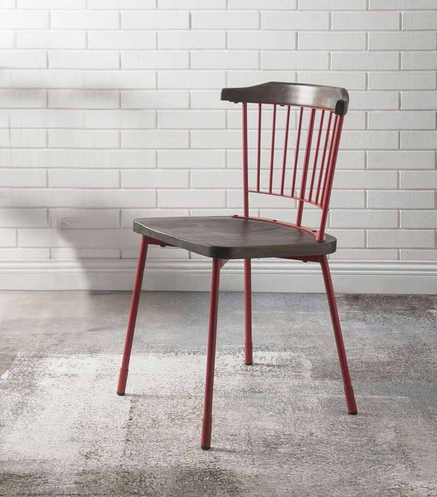 Acme Furniture - Orien Red & Brown Oak Side Chair (Set-2) - 71796 - GreatFurnitureDeal