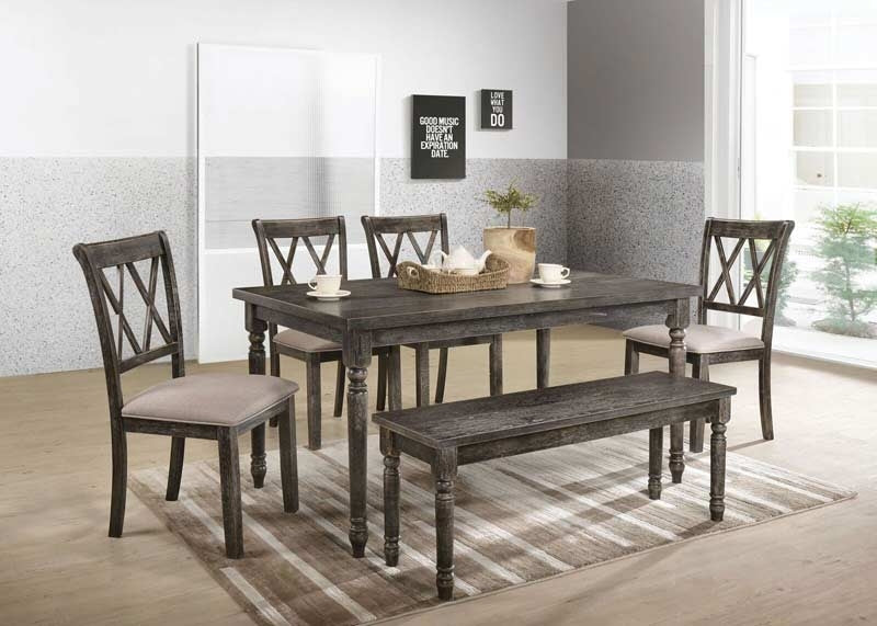 Acme Furniture - Claudia II Weathered Gray 5 Piece Dining Table Set - 71880-5SET
