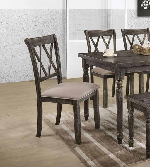 Acme Furniture - Claudia II Fabric & Weathered Gray Side Chair (Set-2) - 71882 - GreatFurnitureDeal