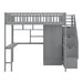 GFD Home - Full size Loft Bed with Bookshelf,Drawers,Desk,and Wardrobe-Gray - GreatFurnitureDeal