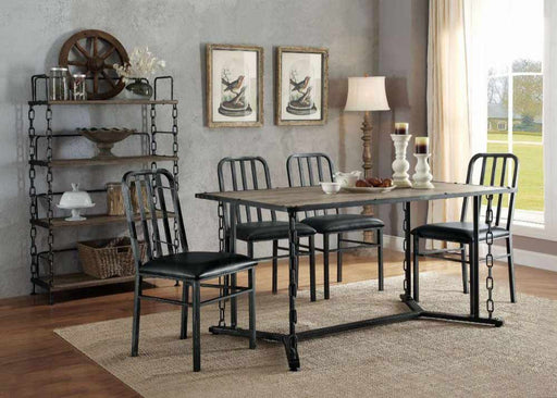 Acme Furniture - Jodie 5 Piece Dining Table Set in Rustic Oak & Antique Black - 71995-5SET - GreatFurnitureDeal