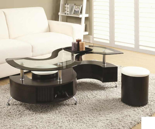 Coaster Furniture - Dark Brown Coffee Table and Stools - 720218 - GreatFurnitureDeal