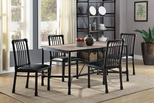Acme Furniture - Caitlin 5 Piece Dining Table Set in Rustic Oak & Black - 72035-5SET - GreatFurnitureDeal