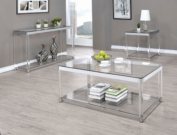 Coaster Furniture - Chrome and Clear Acrylic Rectangular 3 Piece Occasional Table Set - 720748-3SET - GreatFurnitureDeal