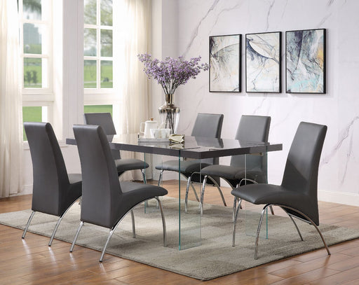 Acme Furniture - Noland 5 Piece Dining Table Set in Gray High Gloss & Clear Glass - 72190-5SET - GreatFurnitureDeal