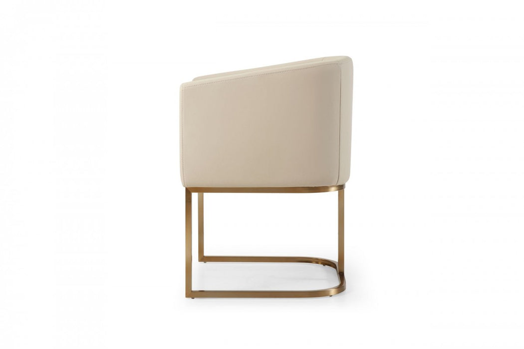 VIG Furniture - Modrest Yukon - Modern Beige Bonded and Antique Brass Dining Chair - VGVC-B8362 - GreatFurnitureDeal