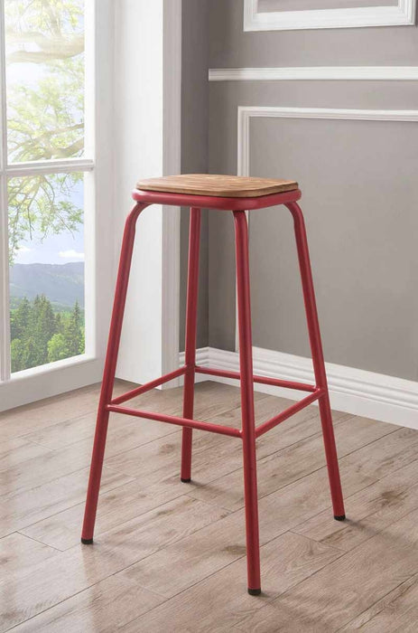 Acme Furniture - Scarus Natural & Red Bar Stool (Set-2) - 72388