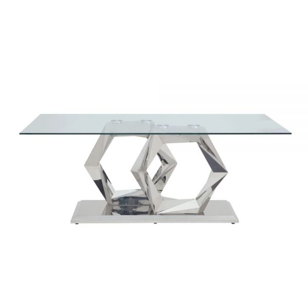 Acme Furniture - Gianna 5 Piece Dining Table Set In Clear Glass & Stainless Steel - 72470-73-5SET