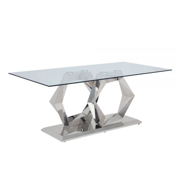 Acme Furniture - Gianna 7 Piece Dining Table Set In Clear Glass & Stainless Steel - 72470-74-7SET