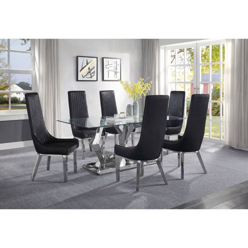 Acme Furniture - Gianna 7 Piece Dining Table Set In Clear Glass & Stainless Steel - 72470-74-7SET - GreatFurnitureDeal