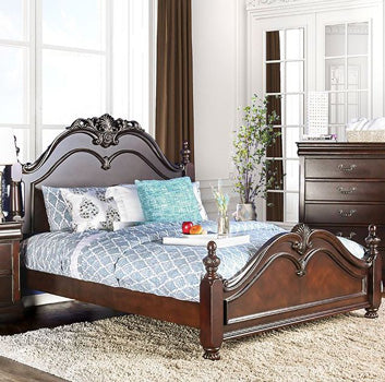 Furniture of America - Mandura 3 Piece Low Post Eastern King Bedroom Set in Cherry - CM7260-EK-3SET