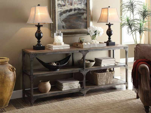 Acme Furniture - Gorden Weathered Oak & Antique Silver Console Table - 72680 - GreatFurnitureDeal