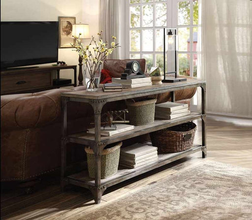 Acme Furniture - Gorden Weathered Oak & Antique Silver Console Table - 72685