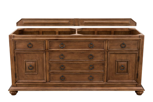James Martin Furniture - Mykonos 72" Double Vanity Cabinet, Cinnamon, w- 3 CM Eternal Jasmine Pearl Quartz Top - 550-V72-CIN-3EJP - GreatFurnitureDeal