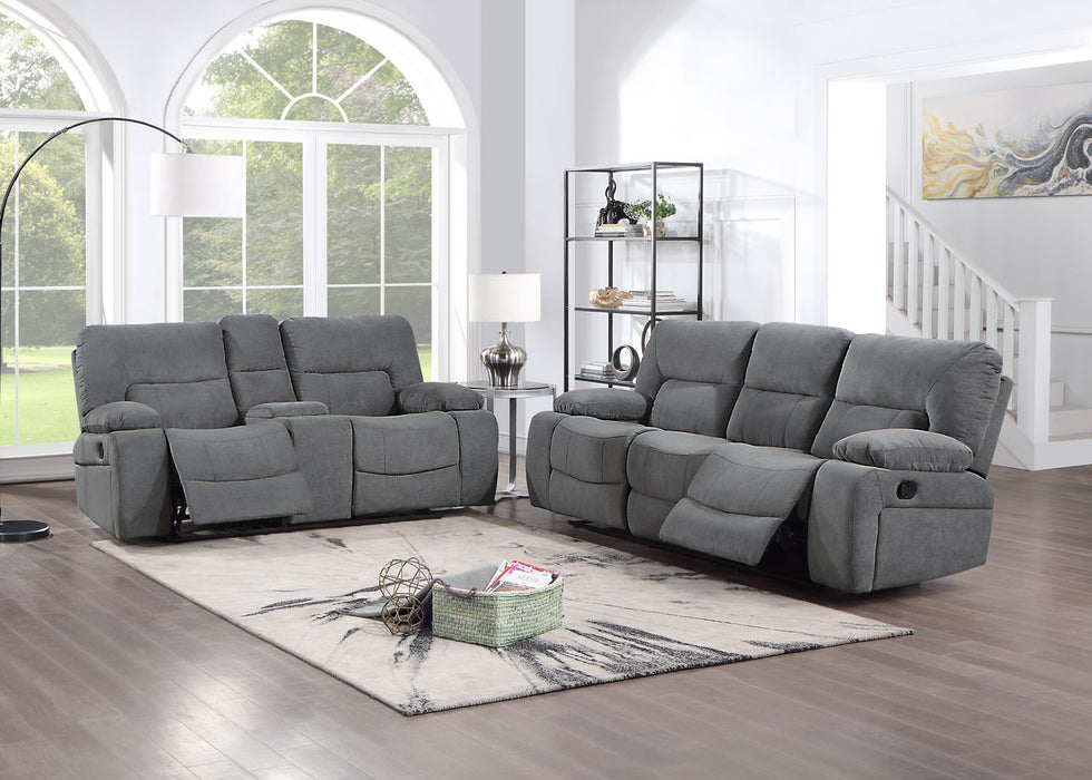 GFD Home - Ohio Manual Recliner 2 Pc Living Room Set Made With Chenille Upholstery in Gray - GreatFurnitureDeal