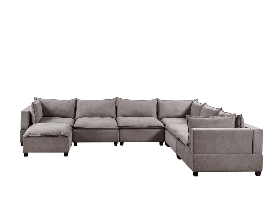 GFD Home - Madison Light Gray Fabric 7 Piece Modular Sectional Sofa Chaise - GreatFurnitureDeal