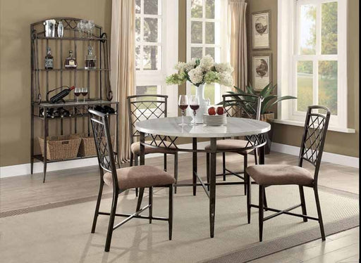 Acme Furniture - Aldric Faux Marble & Antique 5 Piece Dining Table Set - 73000-5SET