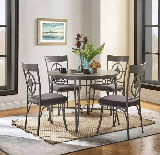 Acme Furniture - Landis Oak & Gunmetal 3 Piece Dining Table Set - 73185-3SET - GreatFurnitureDeal