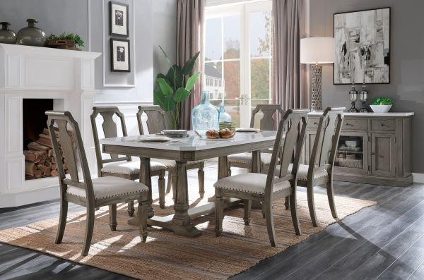 Acme Furniture - Zumala 7 Piece Dining Room Set in Weathered Oak - 73260-7SET