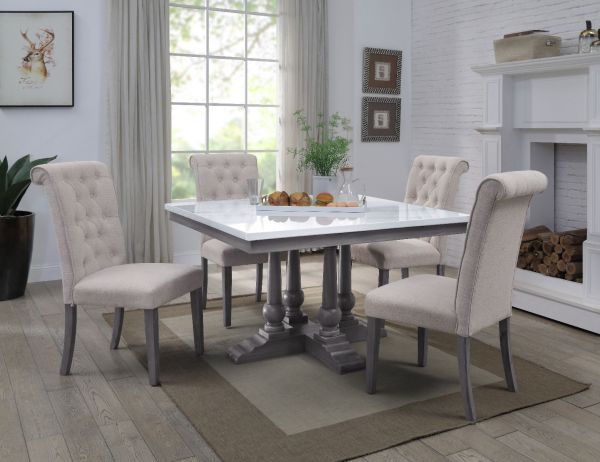Acme Furniture - Yabeina 5 Piece Dining Room Set in Gray Oak - 73270-5SET