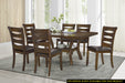 GFD Home - Transitional Dining Room Furniture 7pc Dining Set Table w Self-Storing Leaf and 6x Side Chairs Brown Finish Wooden Furniture - GreatFurnitureDeal