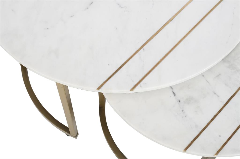 Coast To Coast -  Kayla White Marble and Gold Nested Cocktail Table Set - 73325