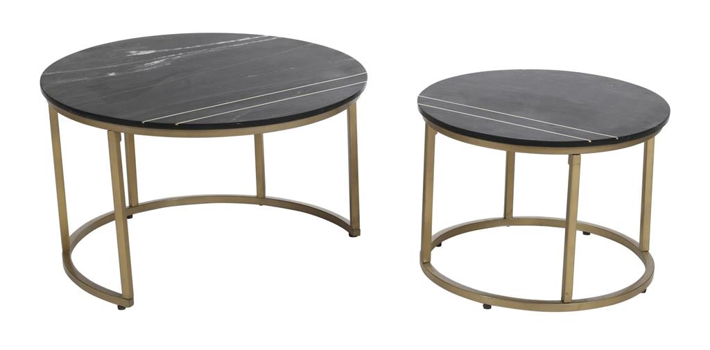 Coast To Coast -  Kayla Black Marble and Gold Nested Cocktail Table Set - 73326 - GreatFurnitureDeal