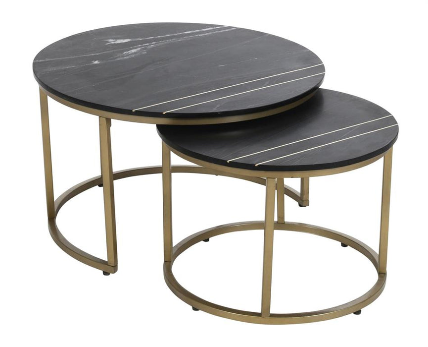 Coast To Coast -  Kayla Black Marble and Gold Nested Cocktail Table Set - 73326 - GreatFurnitureDeal