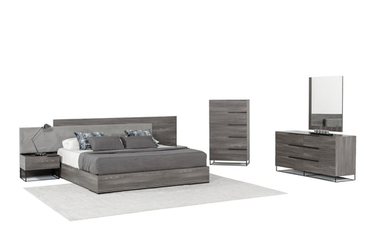 VIG Furniture - Nova Domus Enzo Italian Modern Grey Oak & Fabric Bed w- Nightstands - VGACENZO-BED - GreatFurnitureDeal
