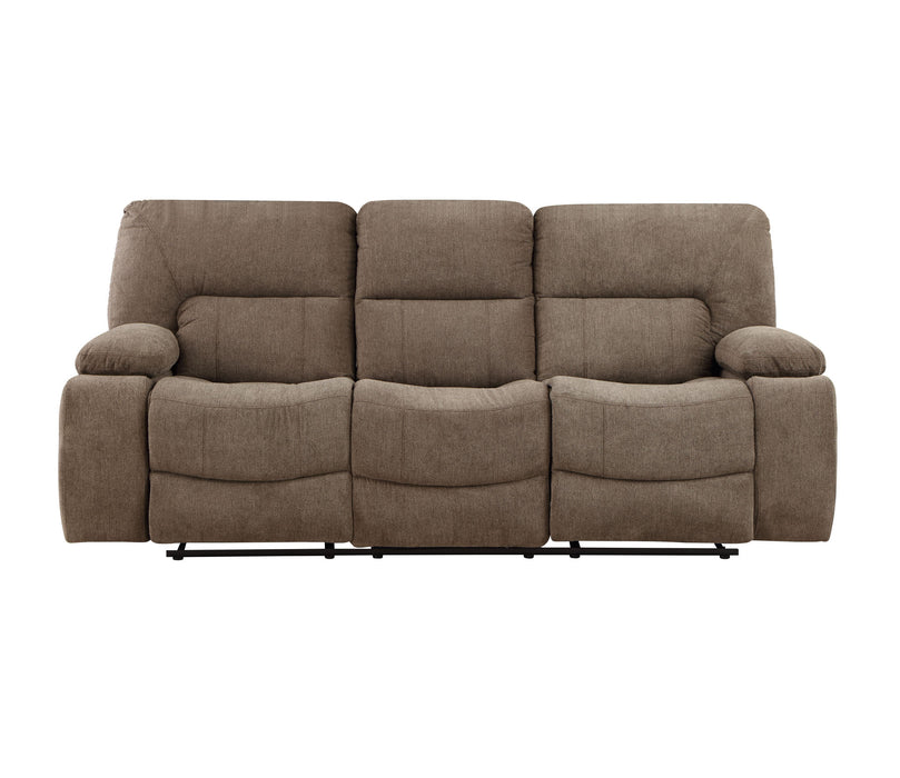 GFD Home - Ohio Manual Recliner 3Pc Living Room Set Made With Chenille Upholstery in Brown - GreatFurnitureDeal
