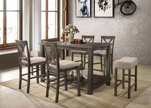Acme Furniture - Martha II Weathered Gray 5 Piece Counter Height Table Set - 73830-32-5SET - GreatFurnitureDeal