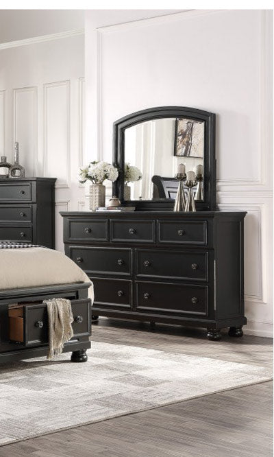 Homelegance - Laurelin Dresser with Mirror in Black - 1714BK-DM - GreatFurnitureDeal