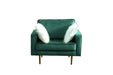 GFD Home - Theo Green Velvet Sofa Loveseat Chair Living Room Set with Pillows - GreatFurnitureDeal