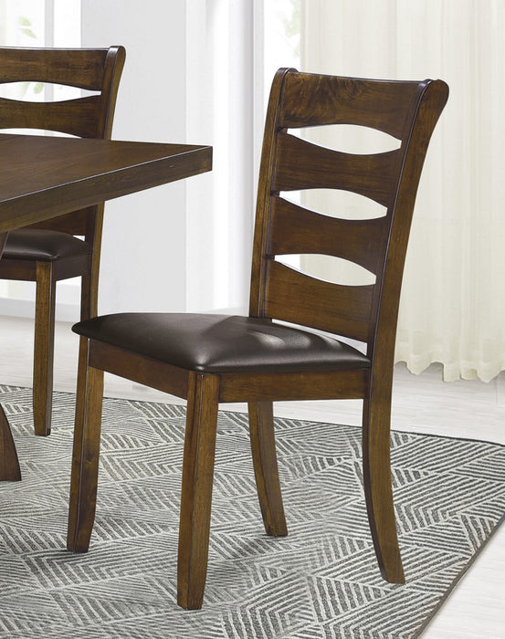 GFD Home - Transitional Dining Room Furniture 7pc Dining Set Table w Self-Storing Leaf and 6x Side Chairs Brown Finish Wooden Furniture - GreatFurnitureDeal