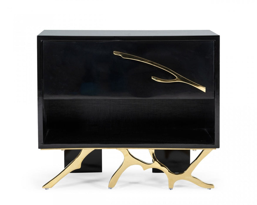 VIG Furniture - Modrest Legend Modern Black & Gold Nightstand - VGVCN8111-BLK - GreatFurnitureDeal