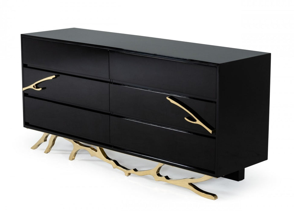 VIG Furniture - Modrest Legend Modern Black & Gold Dresser - VGVCJ8111-D-BLK