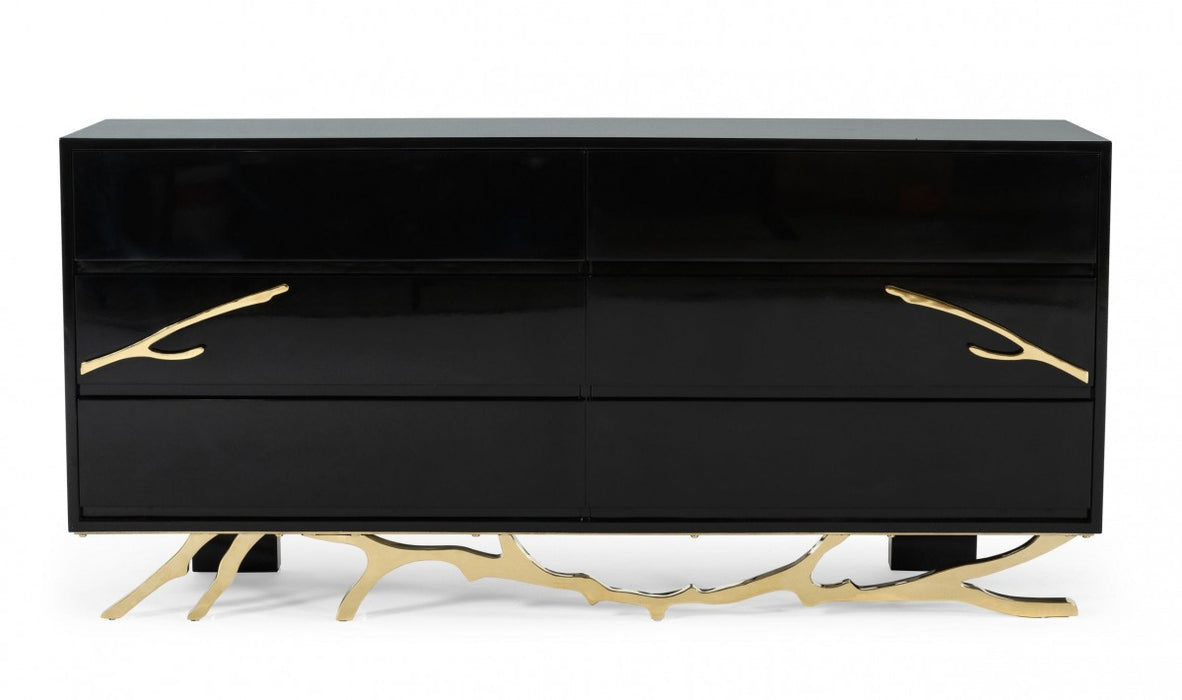 VIG Furniture - Modrest Legend Modern Black & Gold Dresser - VGVCJ8111-D-BLK - GreatFurnitureDeal