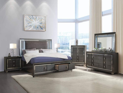 Acme Furniture - Sawyer 5 Piece Eastern King w-Storage (LED) Bedroom Set in Metallic Gray - 27967EK-5SET - GreatFurnitureDeal