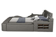 GFD Home - Zoya Smart Multifunctional Queen Size Bed Made with Wood in Gray - GreatFurnitureDeal