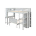 GFD Home - Twin Size Loft Bed with Closet and Desk, Extra Bottom Twin Bed, Grey - GreatFurnitureDeal