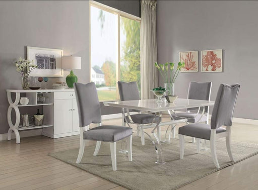 Acme Furniture - Martinus White High Gloss & Clear Acrylic 6 Piece Dining Table Set - 74720-6SET