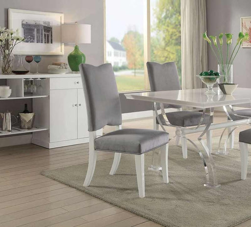 Acme Furniture - Martinus Gray Fabric & White Side Chair (Set-2) - 74722 - GreatFurnitureDeal