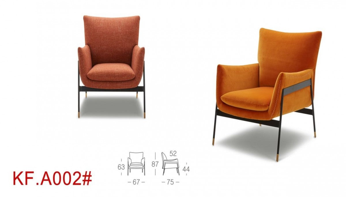 VIG Furniture - Divani Casa Joseph Modern Orange Fabric Accent Chair - VGKKKF.A002-ORG - GreatFurnitureDeal