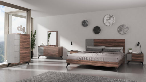 VIG Furniture - Nova Domus Palermo - Italian Modern Faux Concrete & Noce Bodrum Bedroom Set - VGACPALERMO-WAL-SET - GreatFurnitureDeal