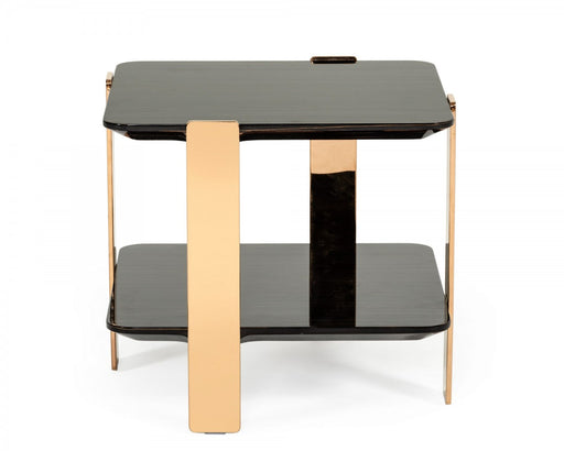 VIG Furniture - Modrest Leroy Modern Ebony & Rosegold End Table - VGHB280B-EBN - GreatFurnitureDeal