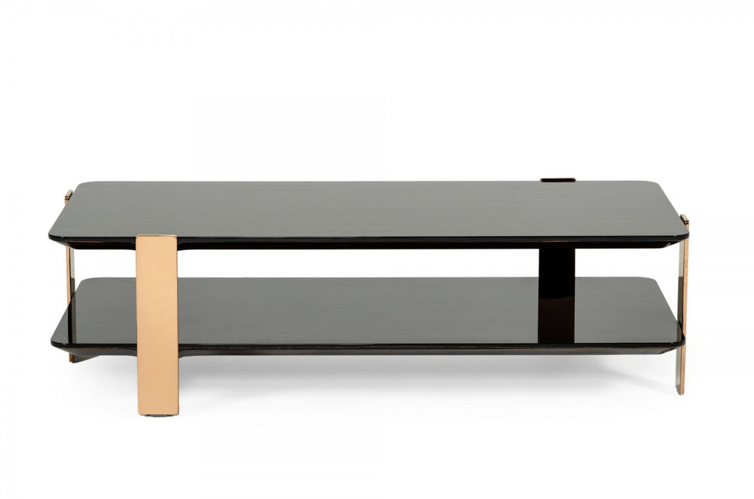 VIG Furniture - Modrest Leroy Modern Ebony & Rosegold Coffee Table - VGHB280D-EBN - GreatFurnitureDeal