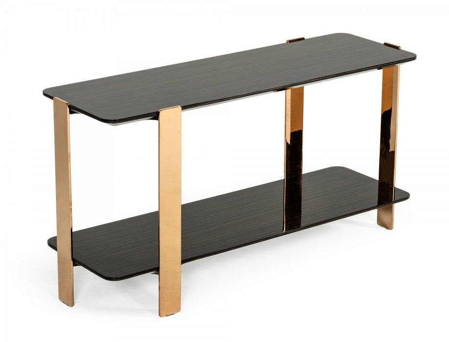 VIG Furniture - Modrest Leroy Modern Ebony & Rosegold Console Table - VGHB280X-EBN - GreatFurnitureDeal