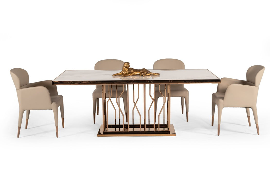 VIG Furniture - Modrest Marston Modern White Marble & Rosegold Dining Table - VGVCT8919-M