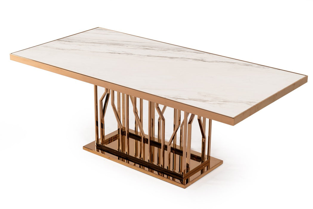 VIG Furniture - Modrest Marston Modern White Marble & Rosegold Dining Table - VGVCT8919-M - GreatFurnitureDeal